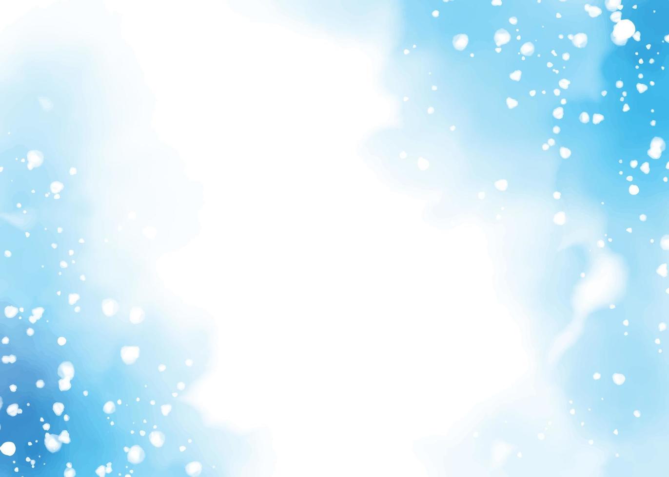 acuarela azul con fondo de nieve cayendo vector