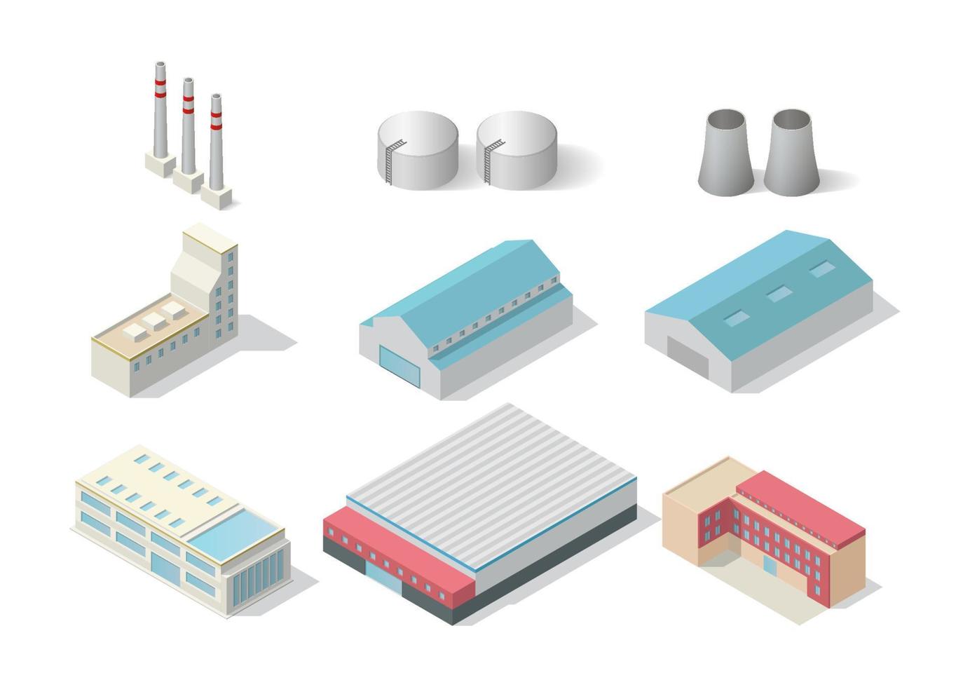 conjunto de edificio industrial vector