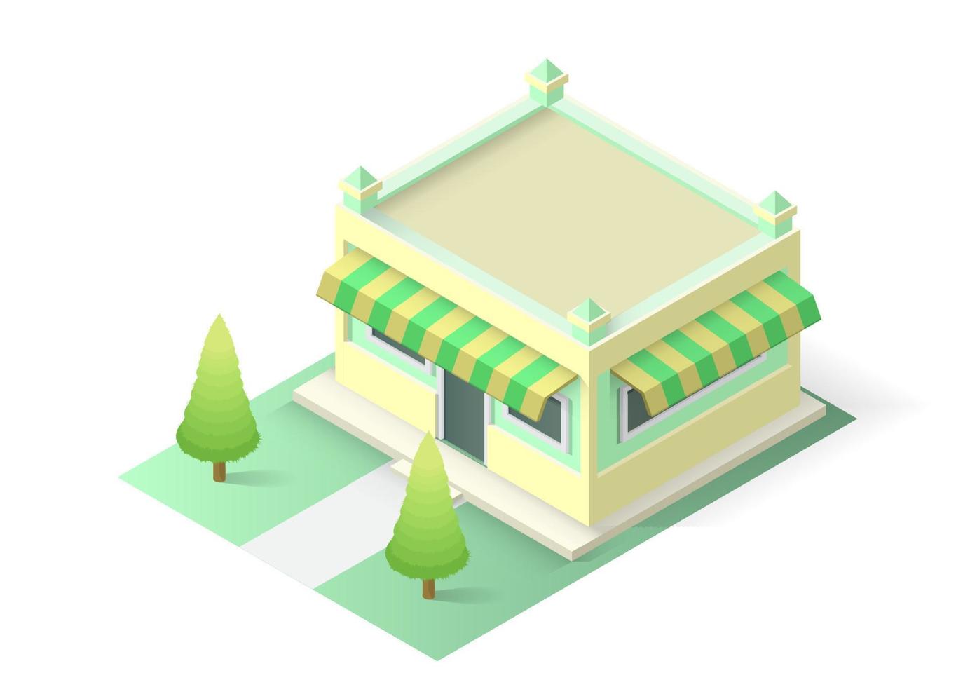 Isometric cake or bakery shop building vector