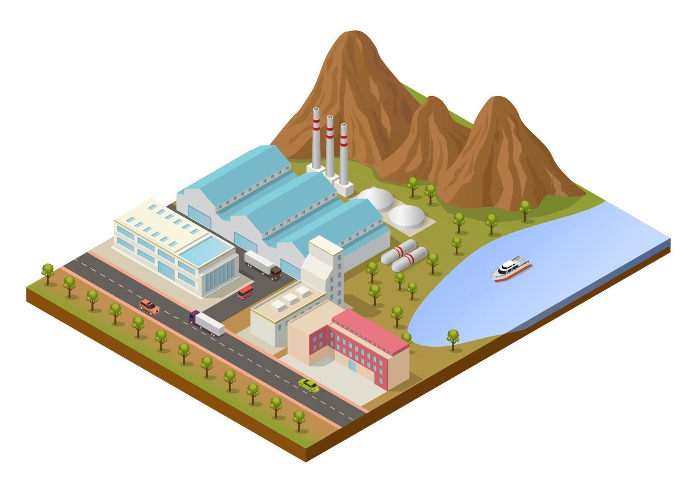 isometric industrial area vector