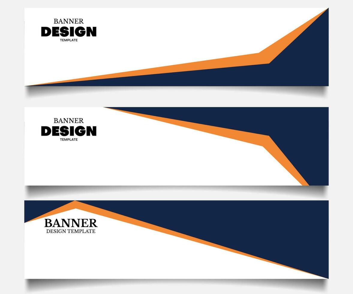 set of abstract web business banner background with dark blue and orange color vector