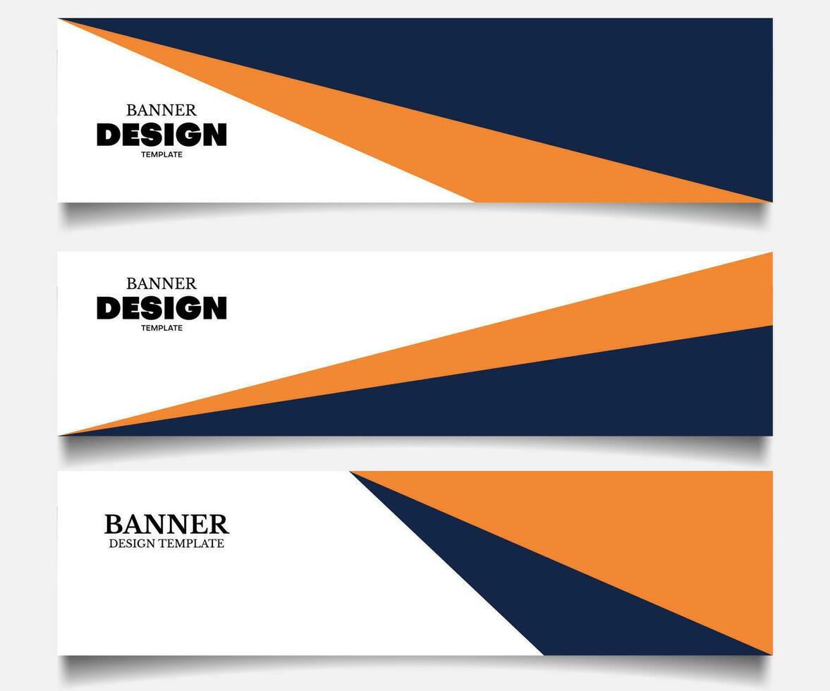 Conjunto de fondo de banner de negocios web abstracto con color azul oscuro y naranja vector