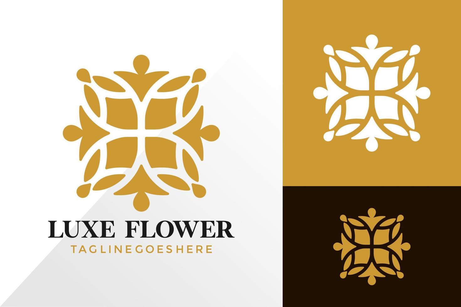 Diseño de logotipo de adorno de flor de lujo, concepto de diseños de logotipos abstractos para plantilla vector
