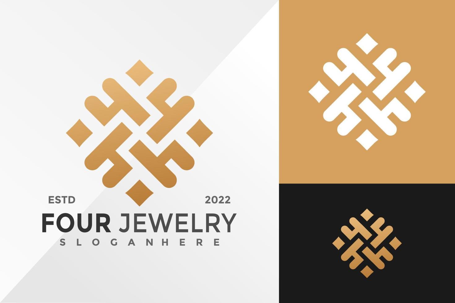 Plantilla de ilustración de vector de diseño de logotipo de cuatro joyas