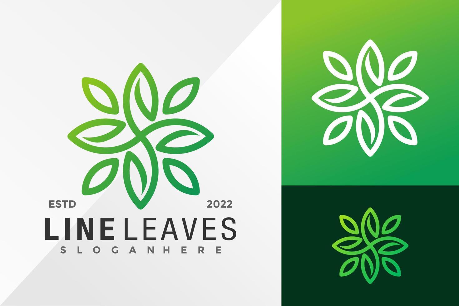 Line Leaves Logo Design Vector illustration template