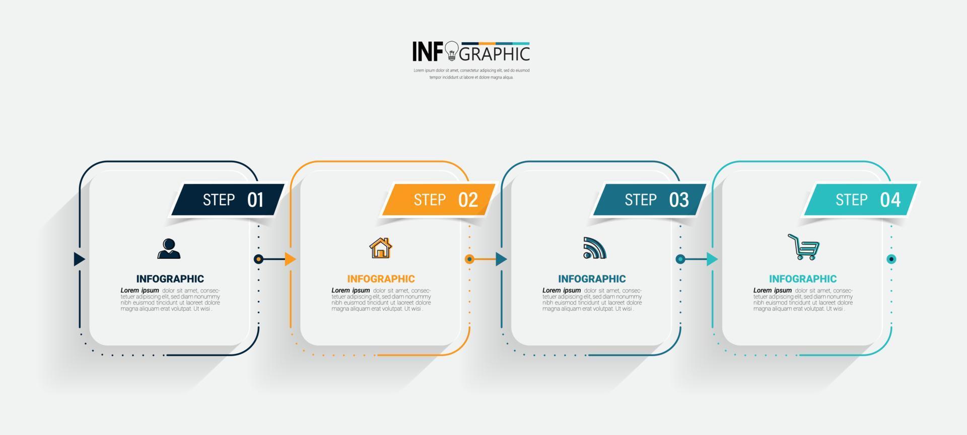 plantilla de infografías de negocios de cuatro pasos vector