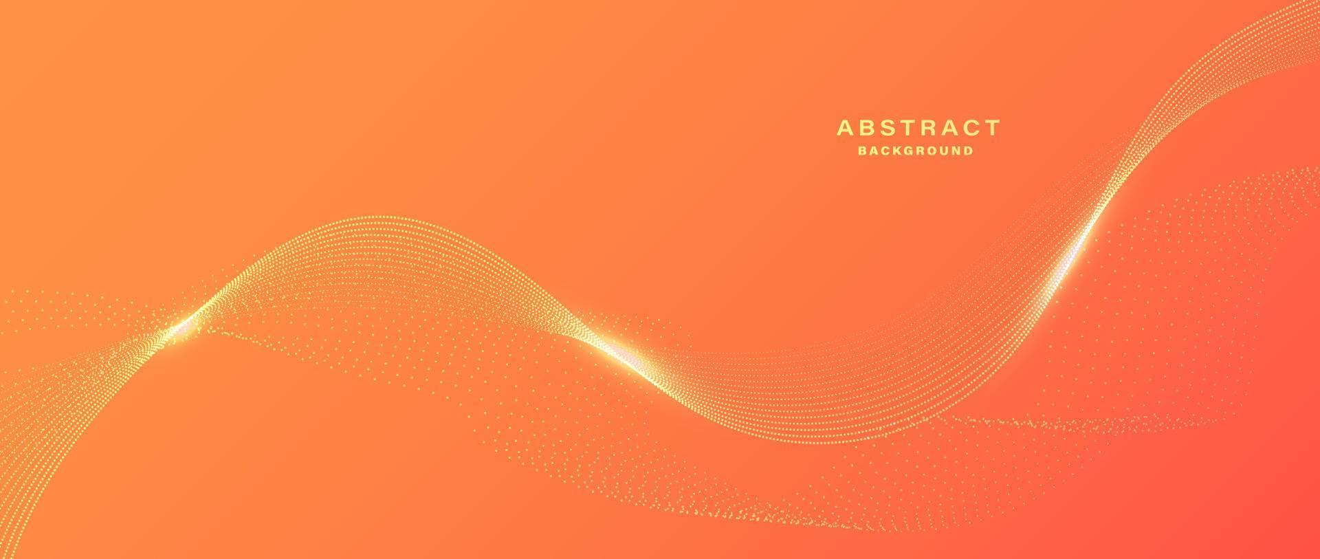 Abstract yellow orange background flowing particles. vector