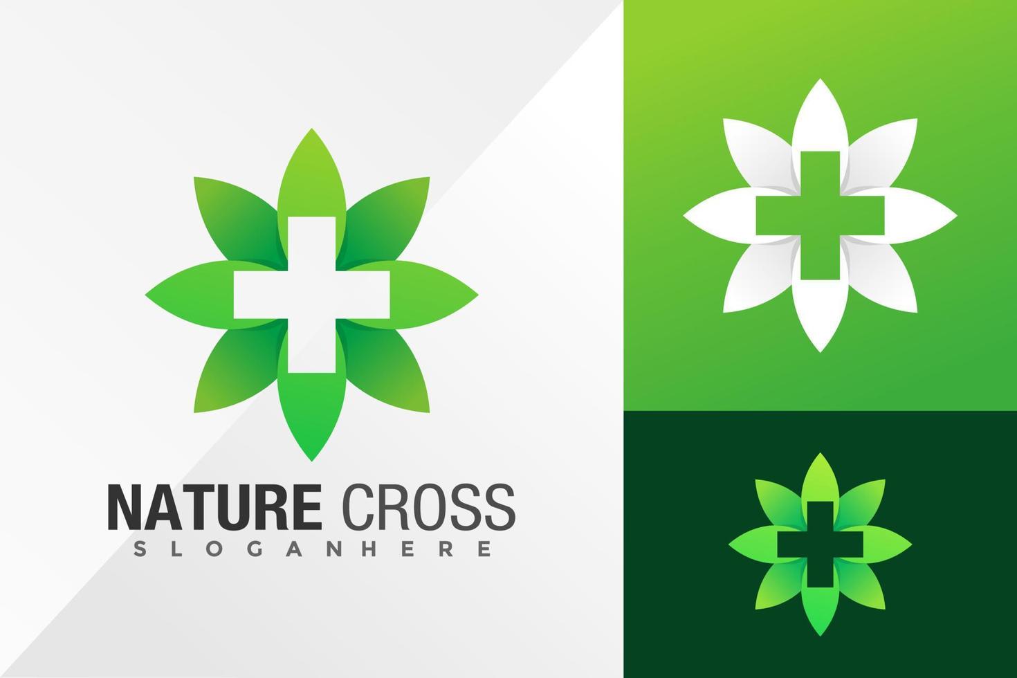 naturaleza, cruz, logotipo, diseño, vector, ilustración, plantilla vector