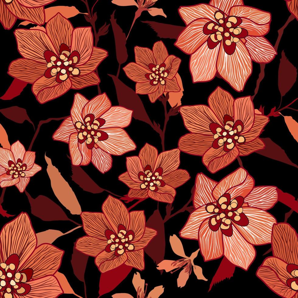Floral seamless pattern. Flower background. Flourish garden texture vector