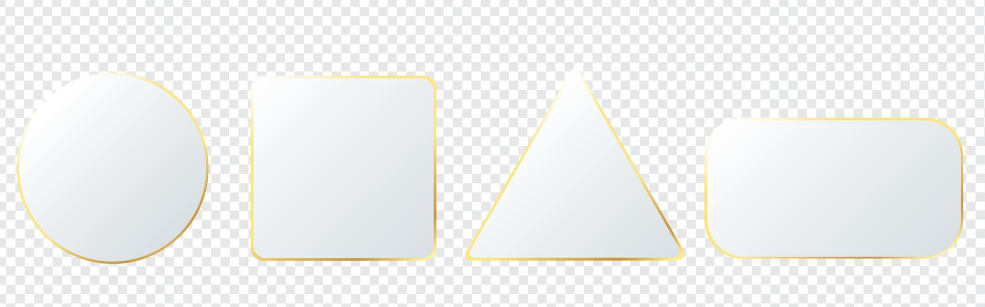 Realistic collection golden geometric figures on background.  Geometric shapes vector
