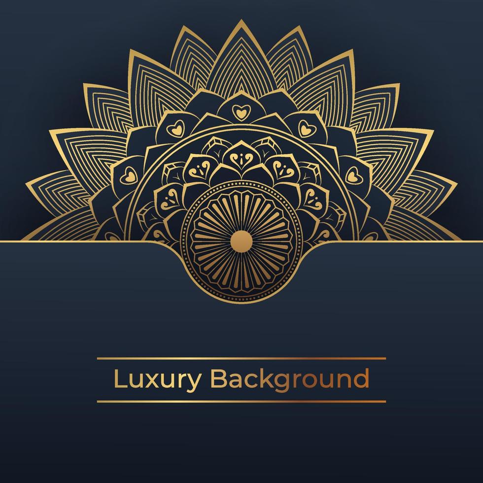 Luxury gold color mandala background, Ramadan Style Decorative vector illustration on a black background mandala for print, poster, cover, brochure, flyer, banner