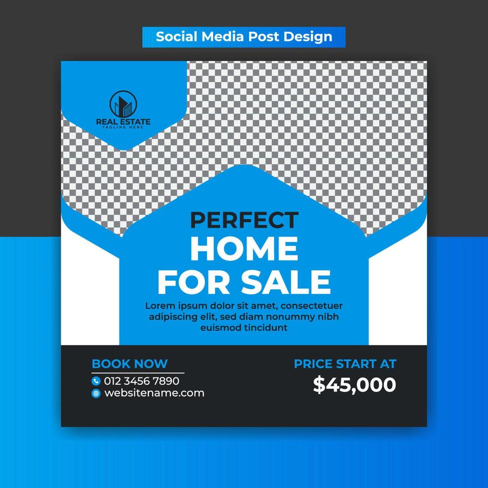 casa perfecta para la venta inmobiliaria plantilla de diseño de publicación en redes sociales vector