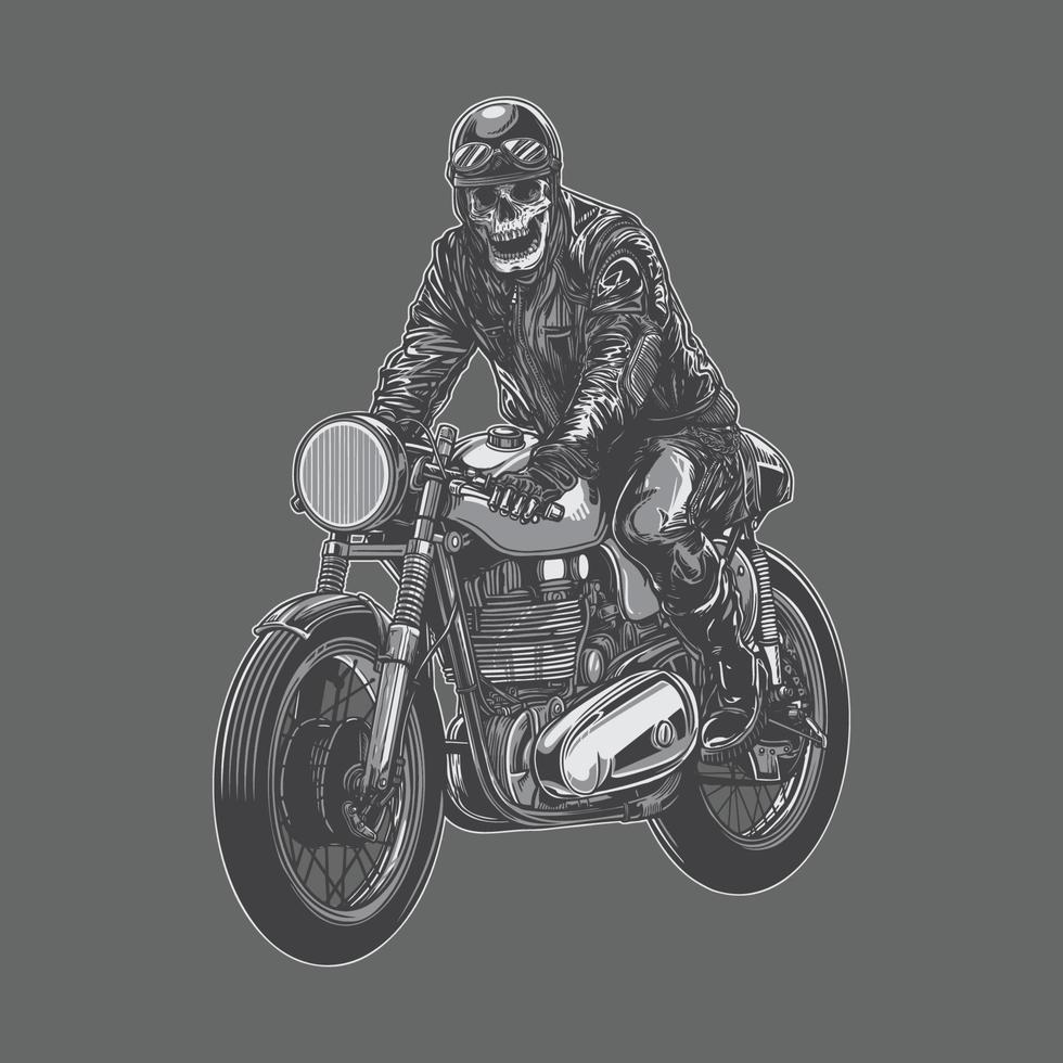 Skeleton biker vector illustration