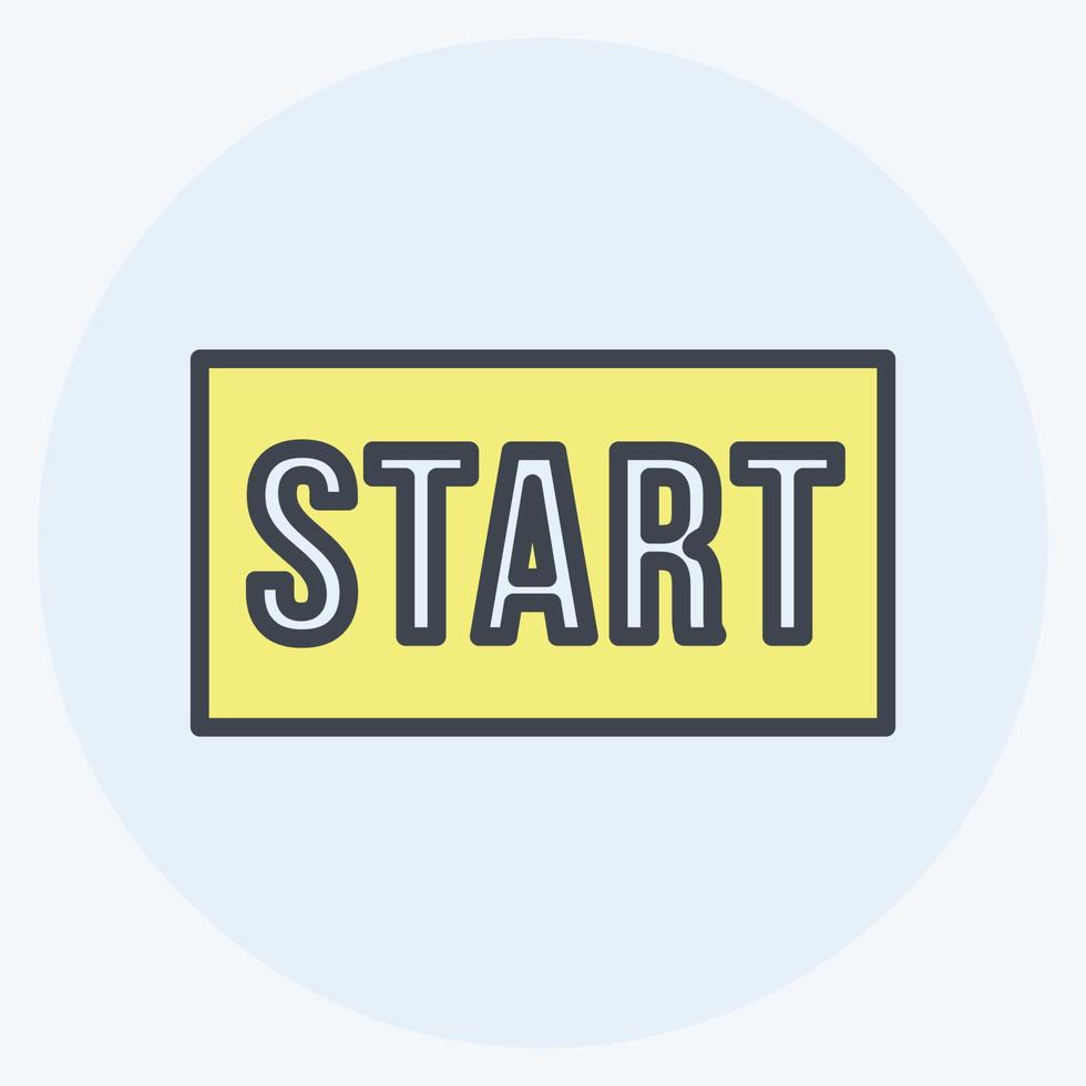 Start Icon in trendy color mate style isolated on soft blue background vector