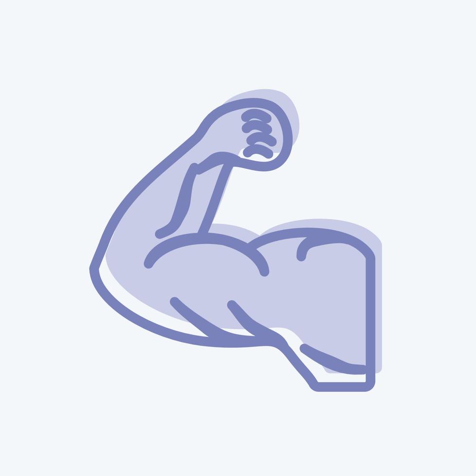Icono de músculos en estilo moderno de dos tonos aislado sobre fondo azul suave vector