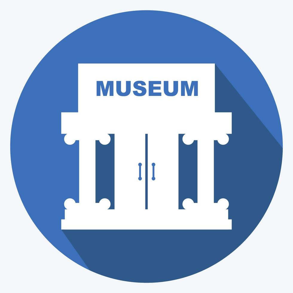 icon museum building ii - estilo de sombra larga - ilustración simple, buena para impresiones, anuncios, etc. vector