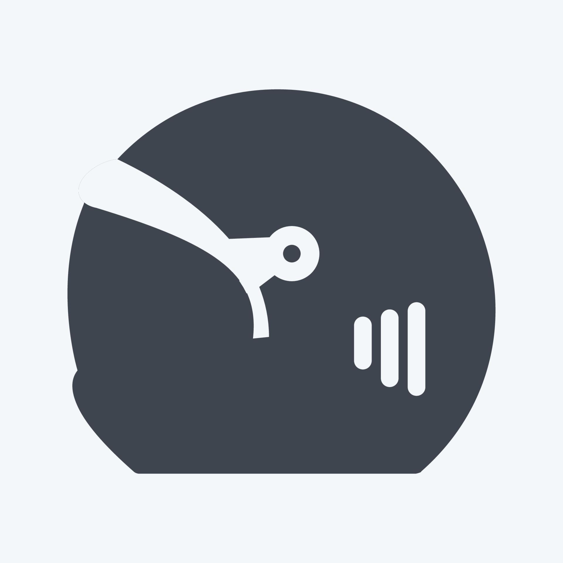 Helmet Icon in trendy glyph style isolated on soft blue background