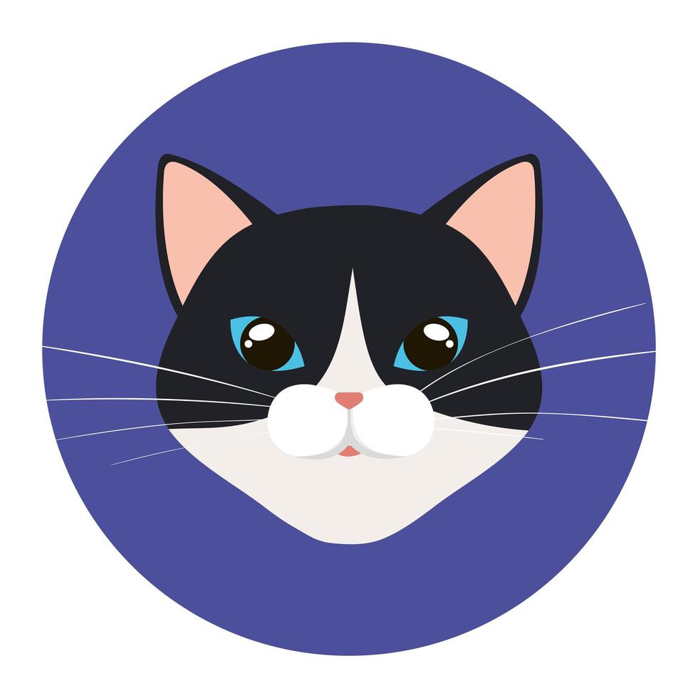 face of cat black and white in frame circular 4839197 Vector Art at ...