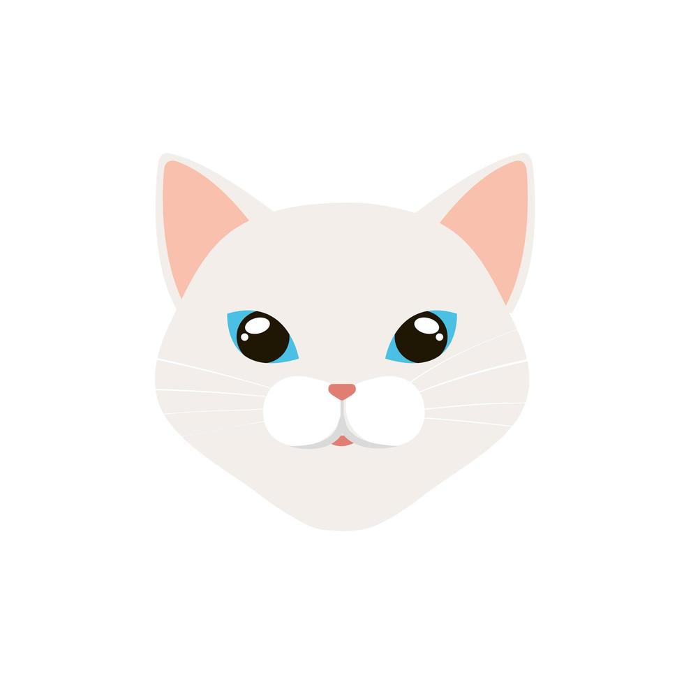 face of cat white isolated icon vector