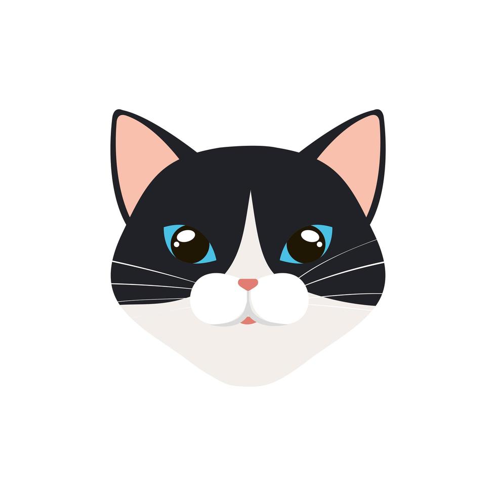 Cara de gato icono aislado en blanco y negro vector