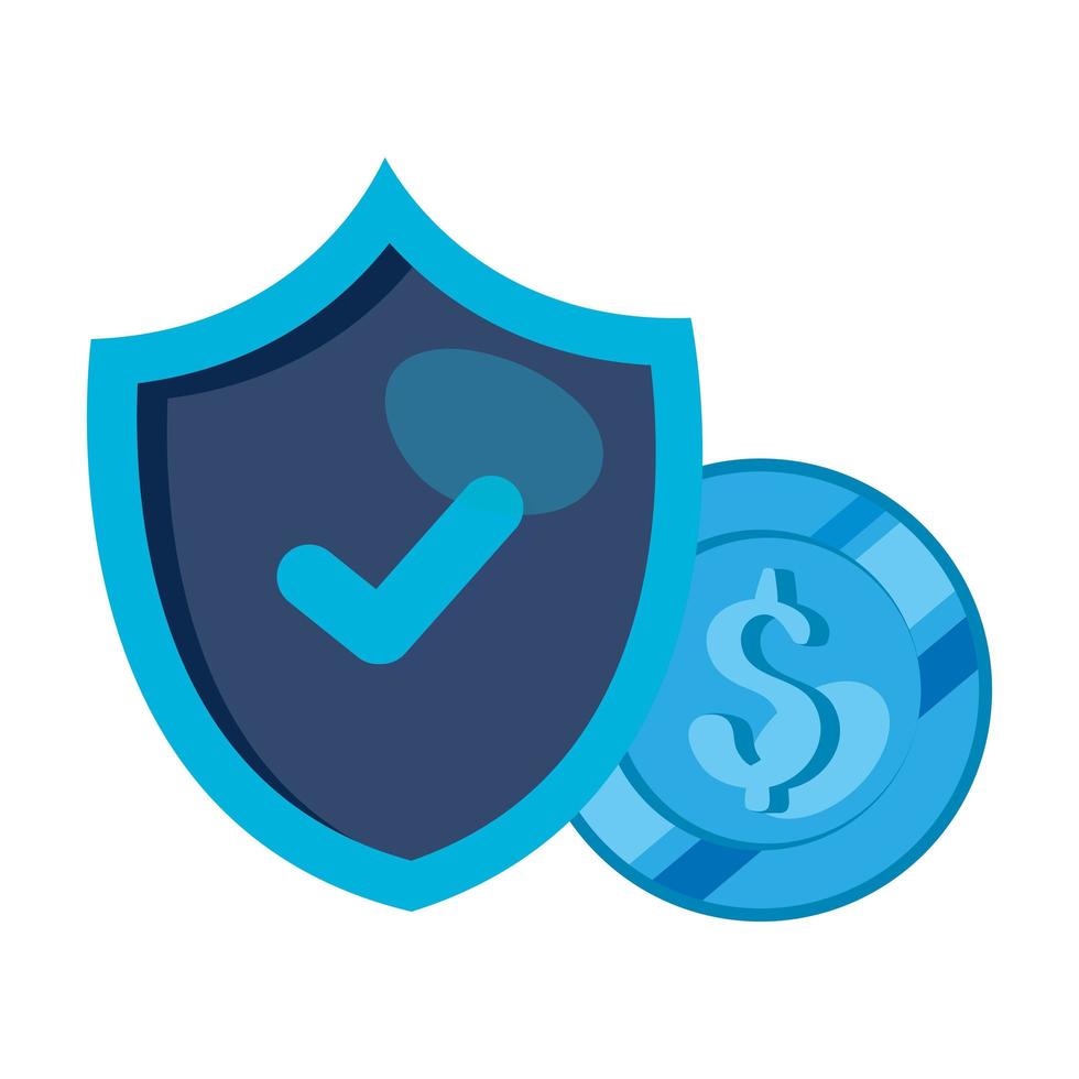 shield with check mark and coin of security system vector design