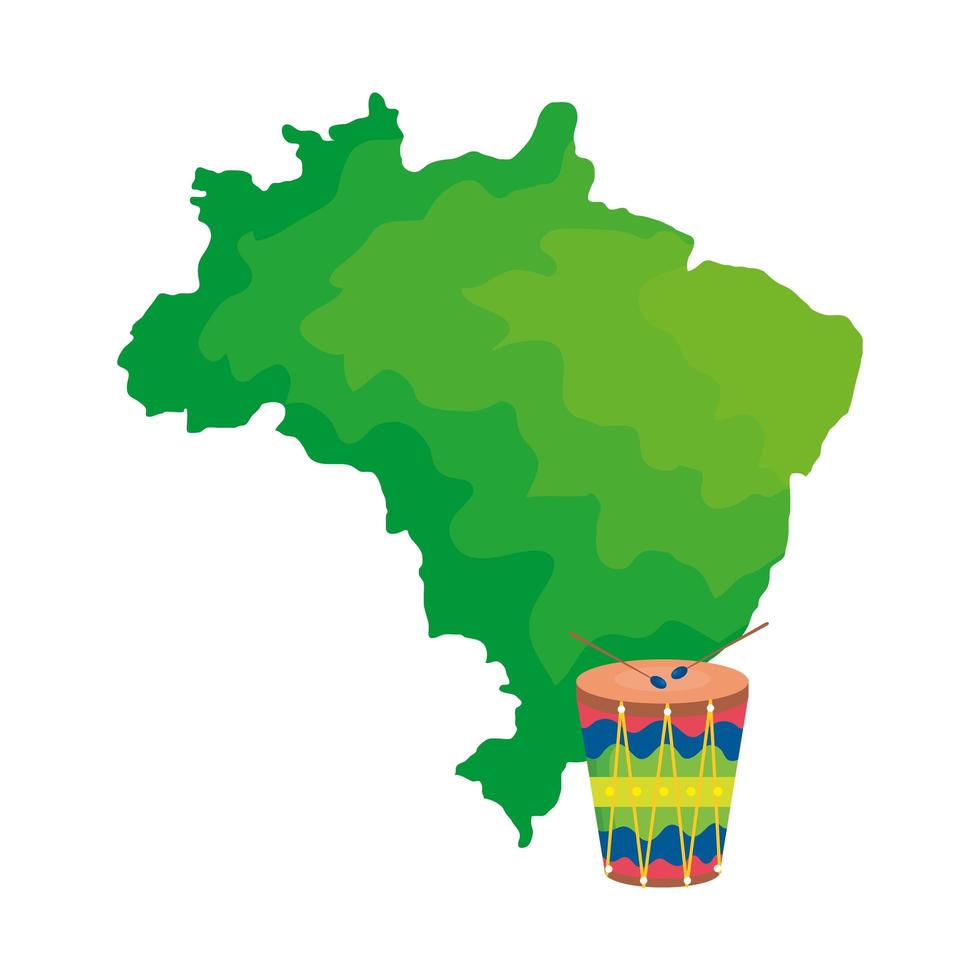 drum instrument musical with map of brazil vector