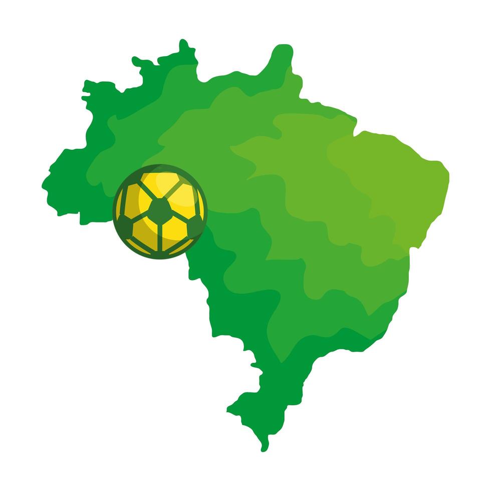 Balón de fútbol deportivo con mapa de Brasil vector