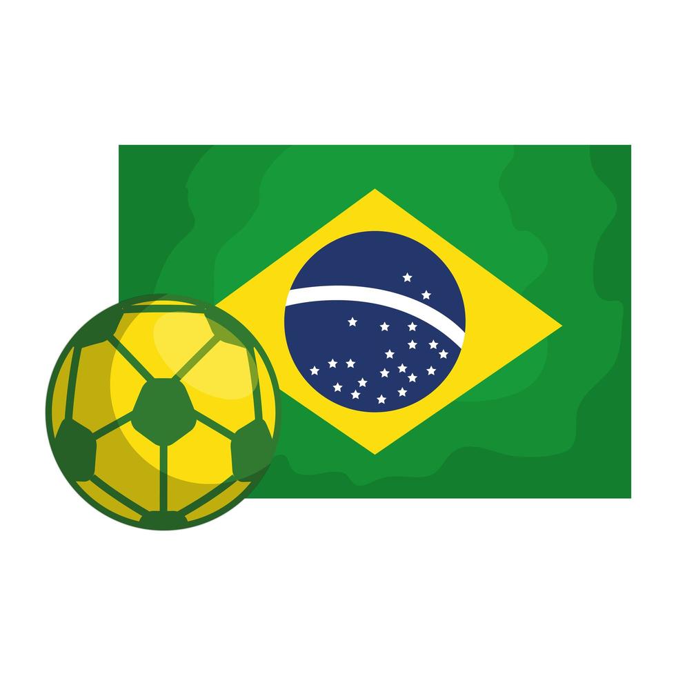 Balón de fútbol con bandera de Brasil icono aislado vector