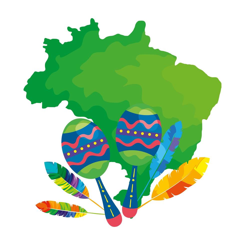 maracas with map of brazil isolated icon vector