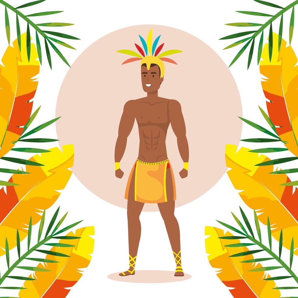 exotic dancer brazil man with tropical decoration vector