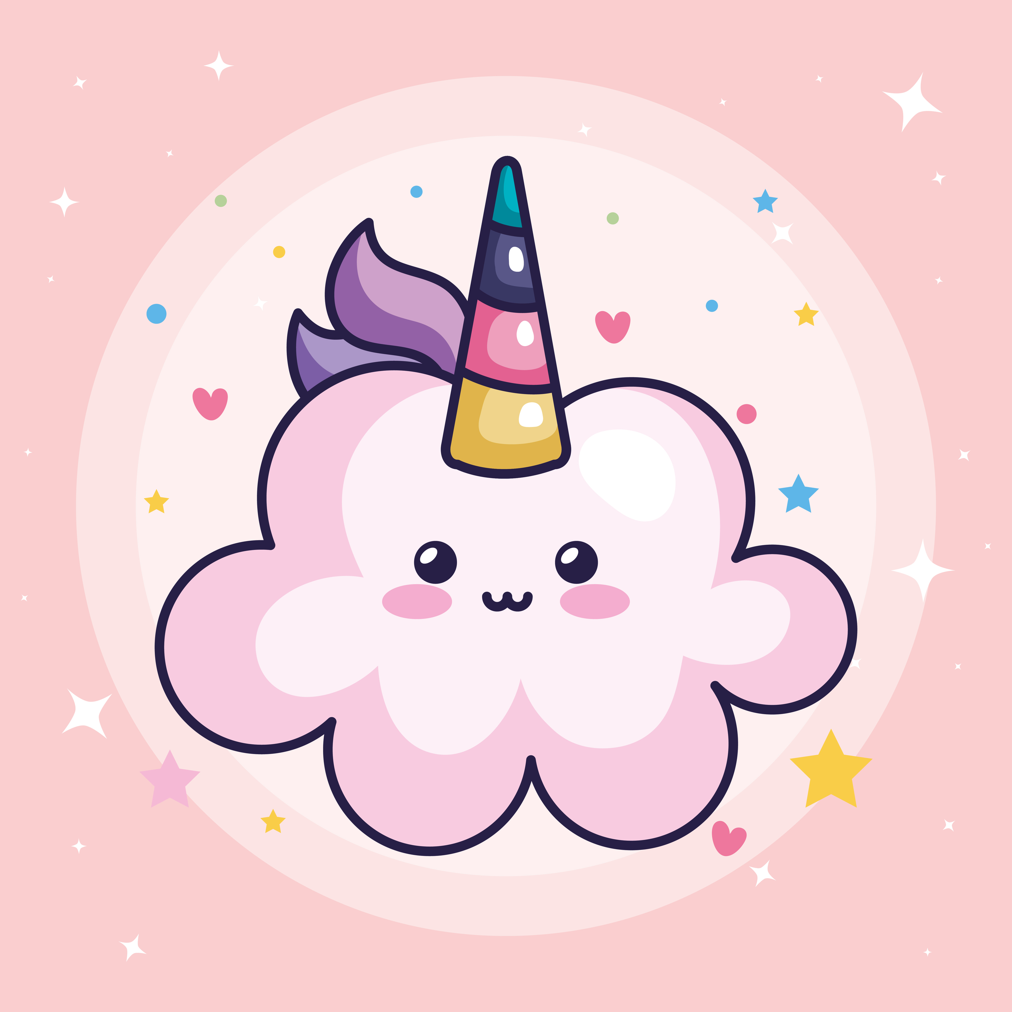 Unicornio en la nube estilo kawaii con linda decoración 4839305 Vector en  Vecteezy