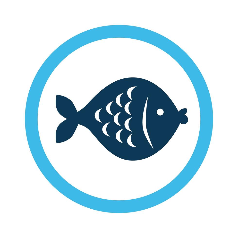 cute fish in frame circular vector