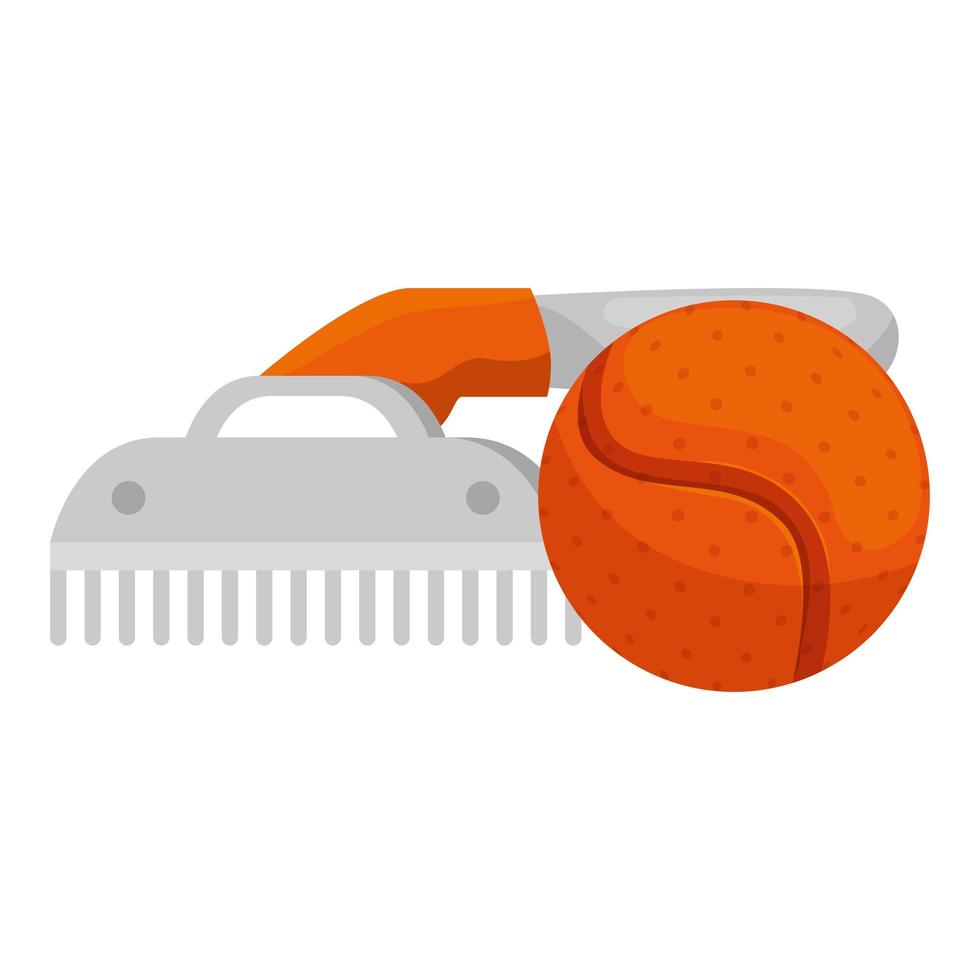 comb pet with ball toy isolated icon vector