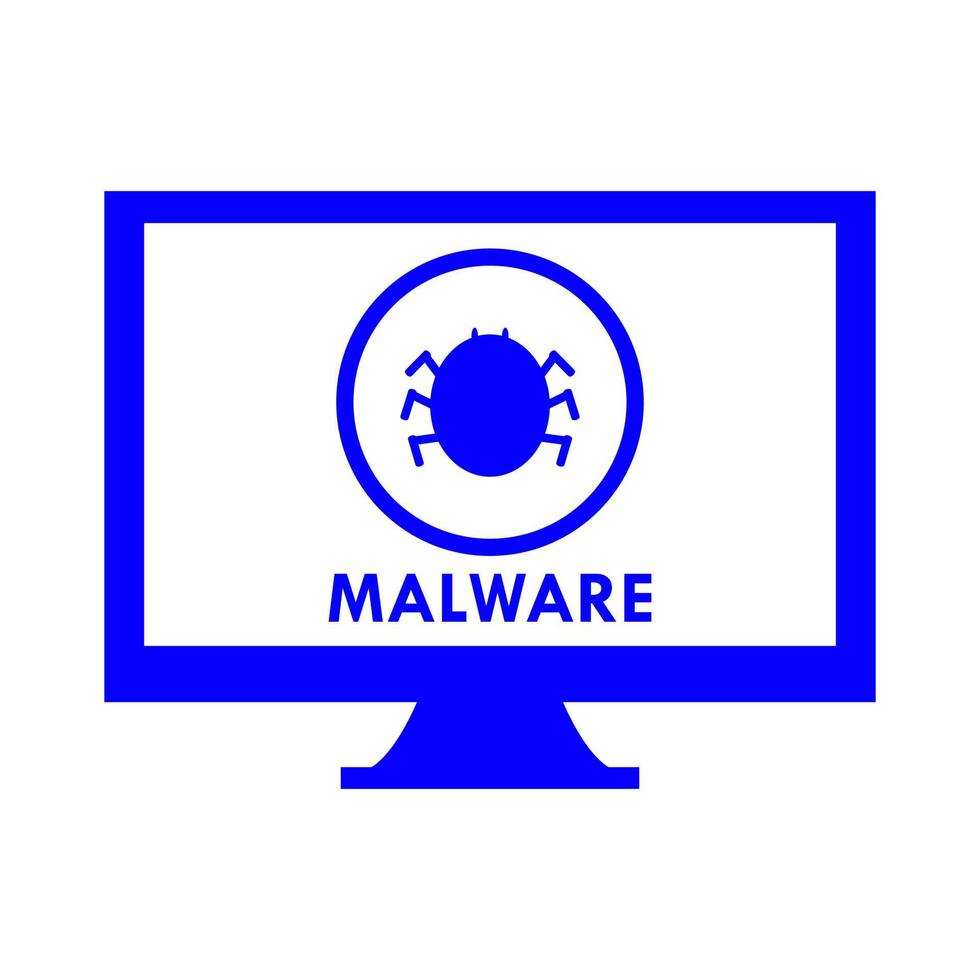 Malware on pc on white background vector