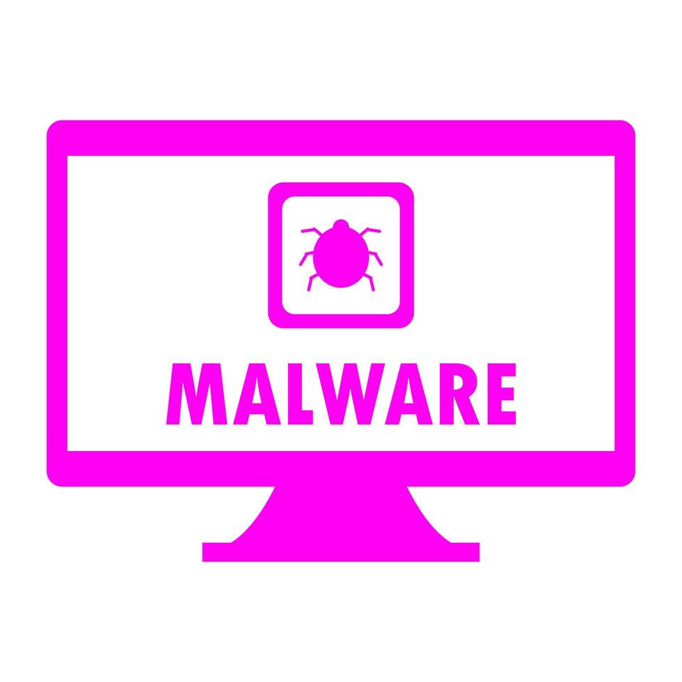 Malware on pc on white background vector