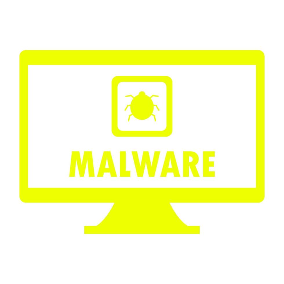 Malware on pc on white background vector