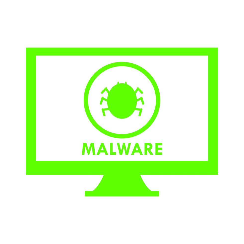 Malware on pc on white background vector