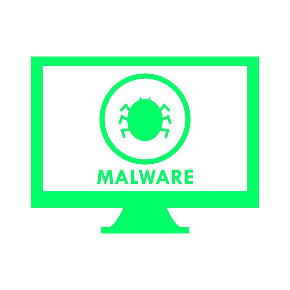 Malware on pc on white background vector