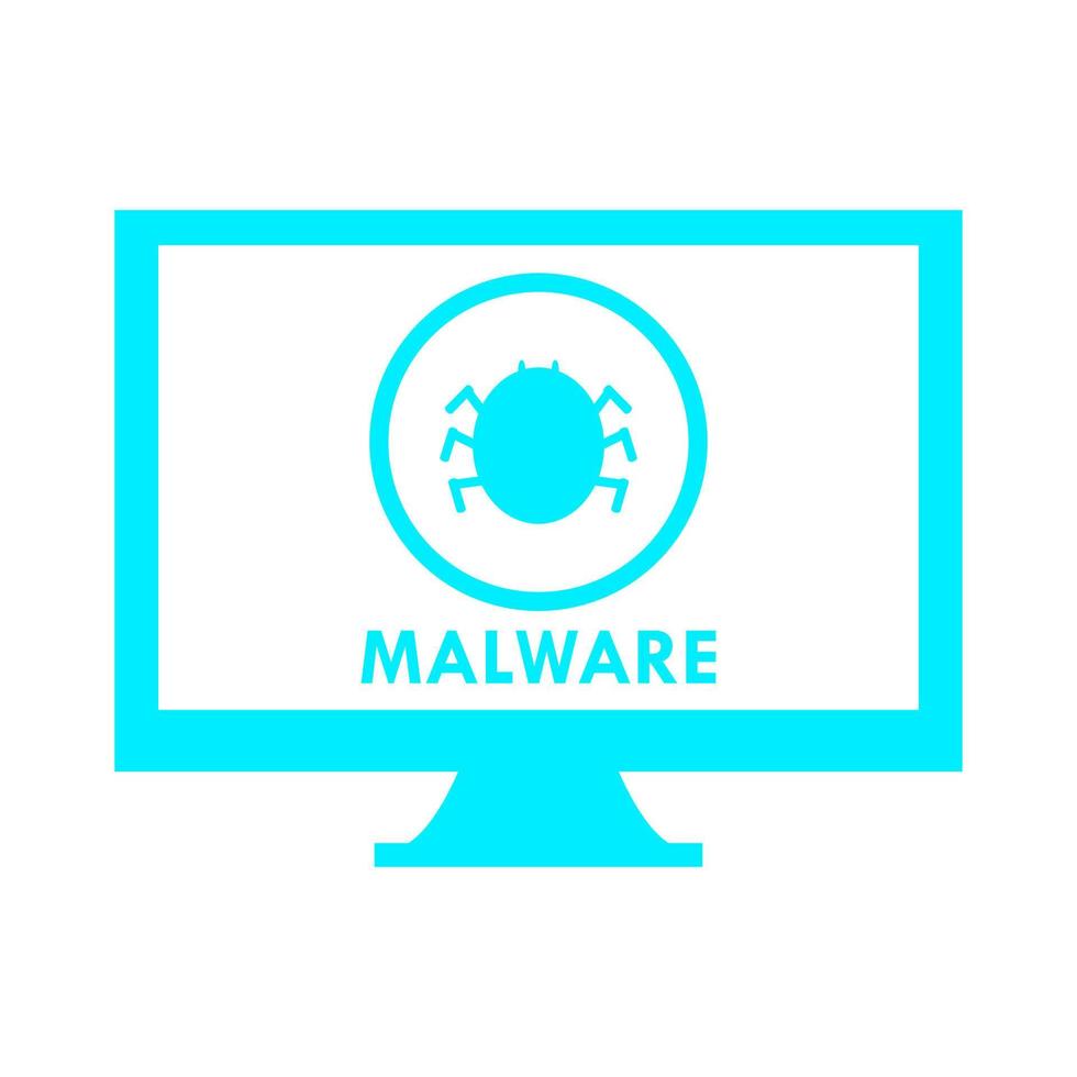 Malware on pc on white background vector