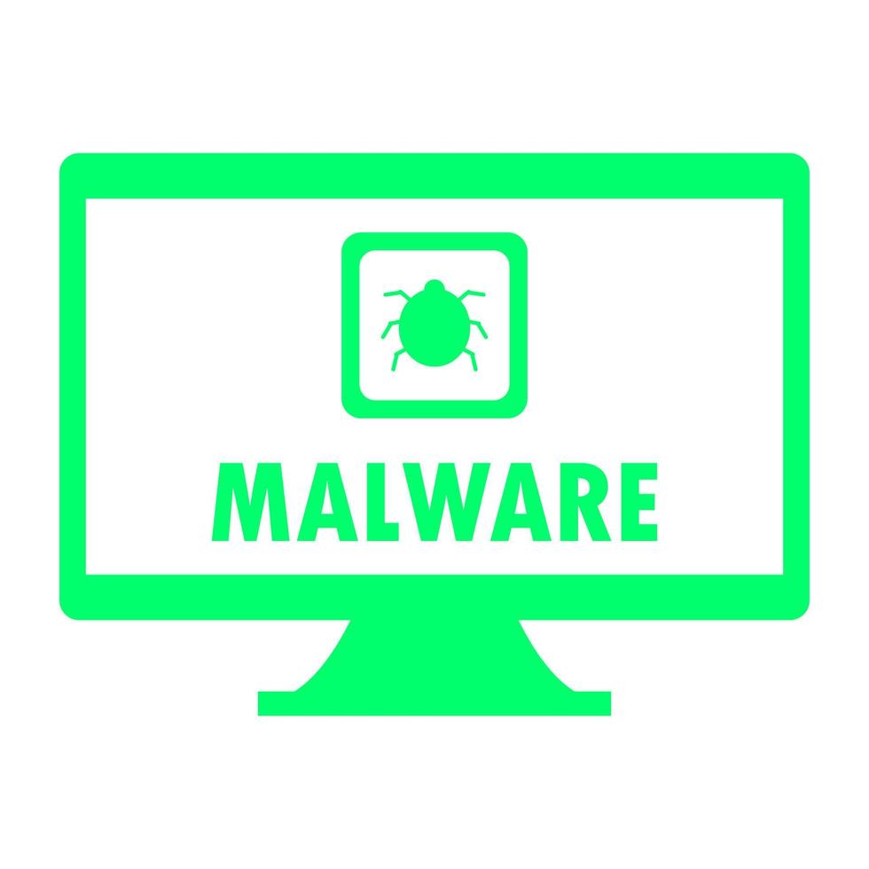 Malware on pc on white background vector