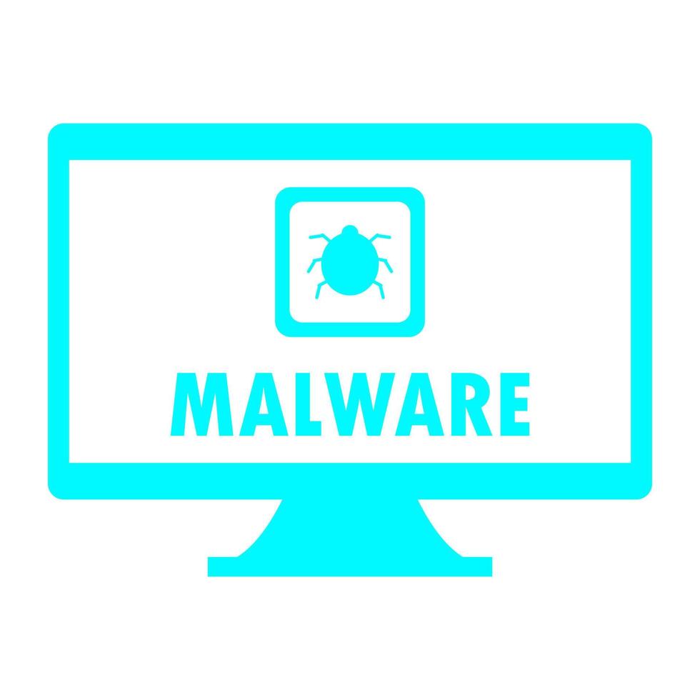 Malware on pc on white background vector