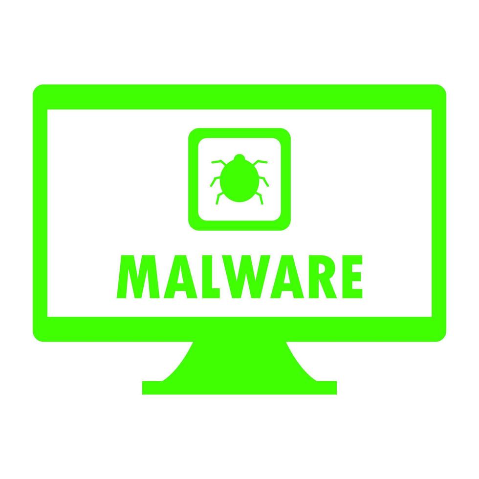 Malware on pc on white background vector