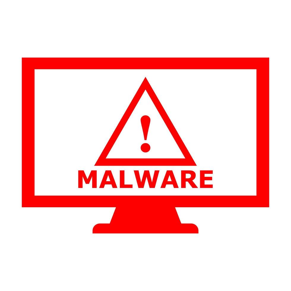 Malware on pc on white background vector