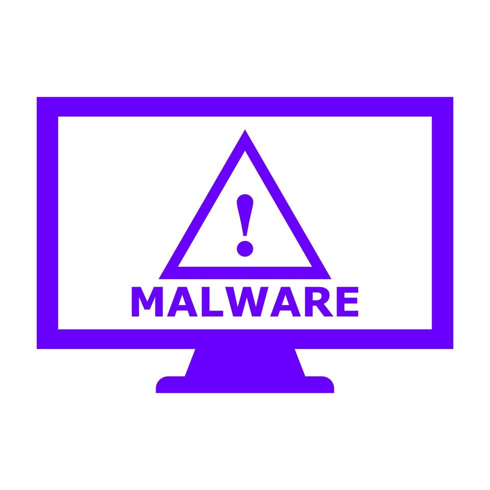 Malware on pc on white background vector