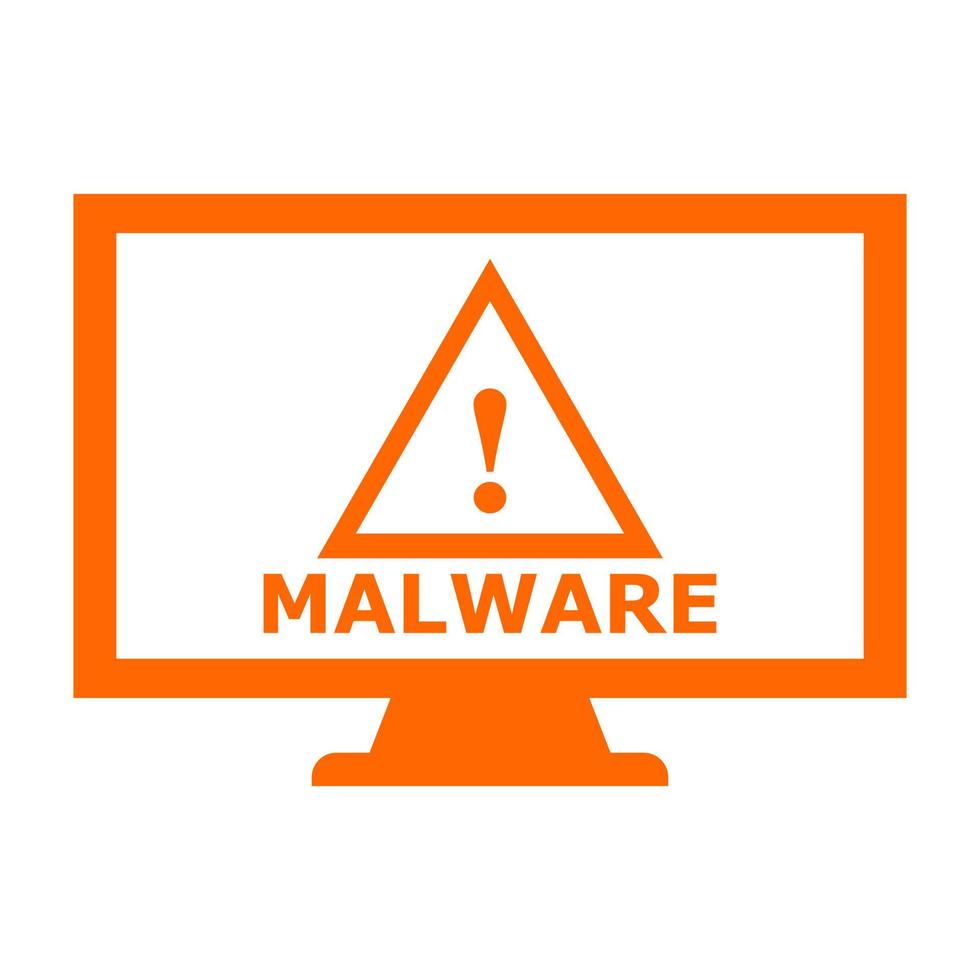Malware on pc on white background vector