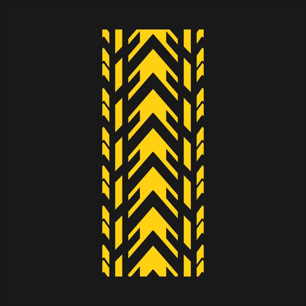 Track tread yellow RGB color icon. Detailed automobile, motorcycle tyre marks. Car winter wheel print. All-terrain vehicle tire trail. Isolated vector illustration on black background