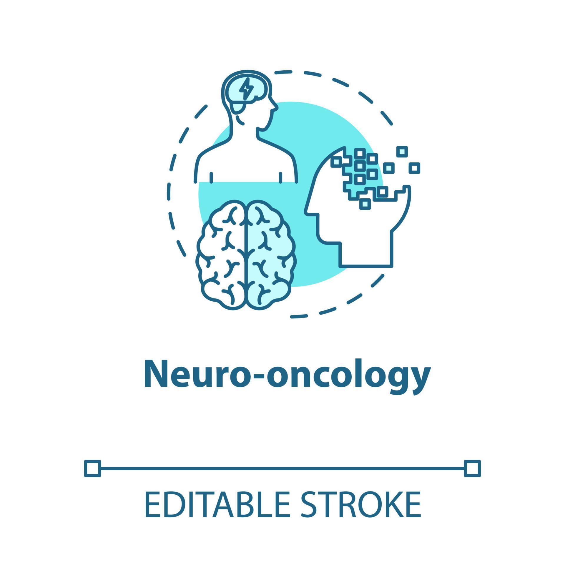 Neuro oncology concept icon. Study of brain neoplasms. Danger of migraine, headache. Neurology