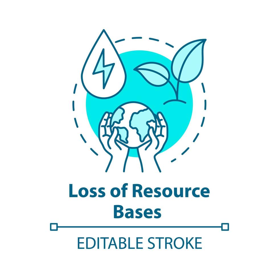 Loss of resource base concept icon. Nature damage of industrial production. Ecosystem. Overconsumption idea thin line illustration. Vector isolated outline RGB color drawing. Editable stroke