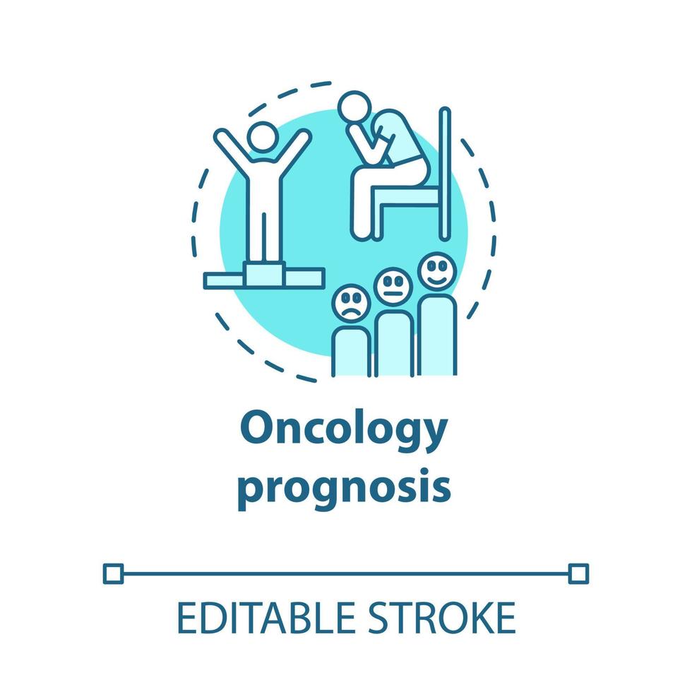 Oncology prognosis concept icon. Fight with cancer. Estimate of recovery from disease. Victory and defeat idea thin line illustration. Vector isolated outline RGB color drawing. Editable stroke