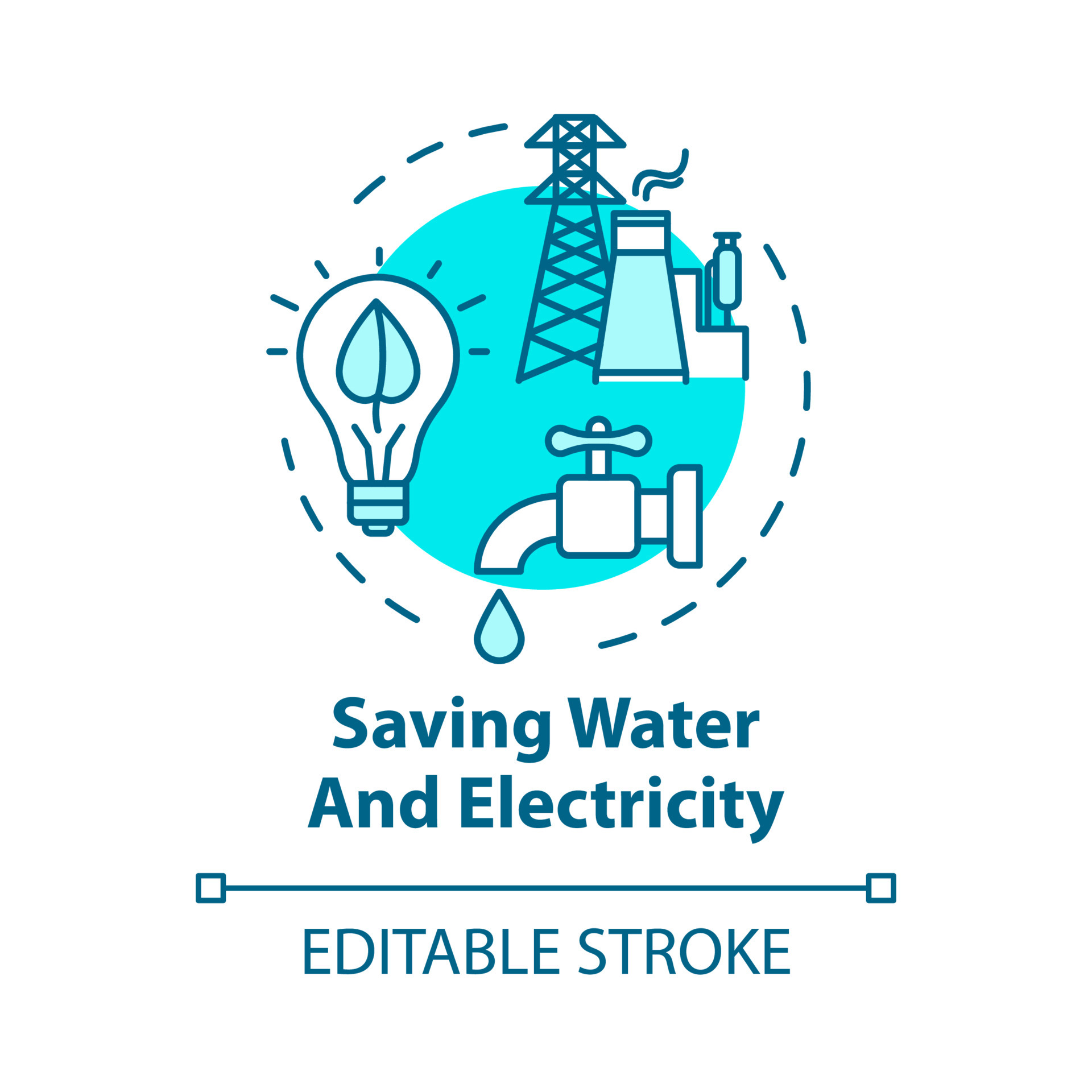 Saving water and electricity concept icon. Responsible resource